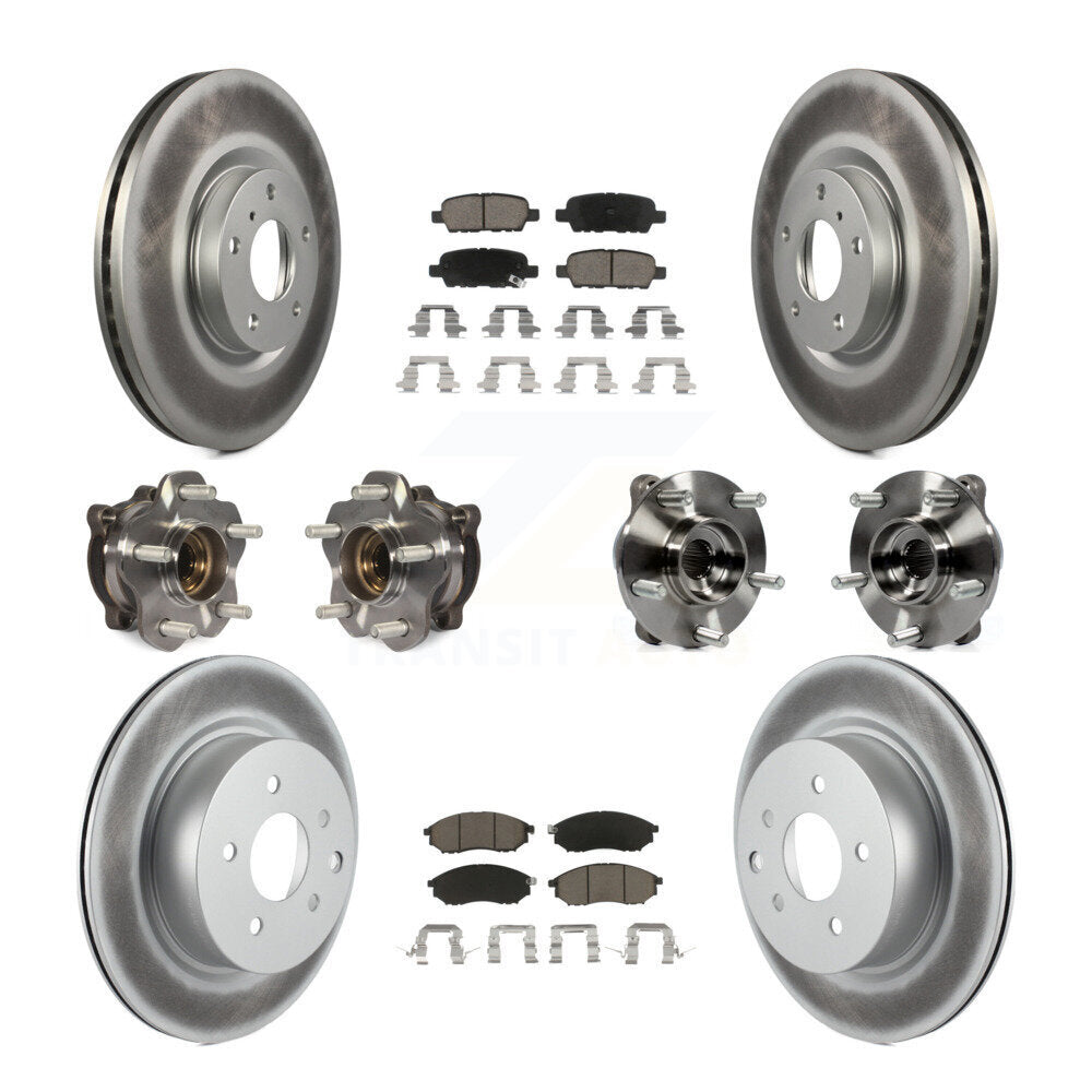 Front Rear Hub Bearing Coated Brake Rotor & Pad Kit (10Pc) For 2006-2007 INFINITI M35 AWD KBB-127699