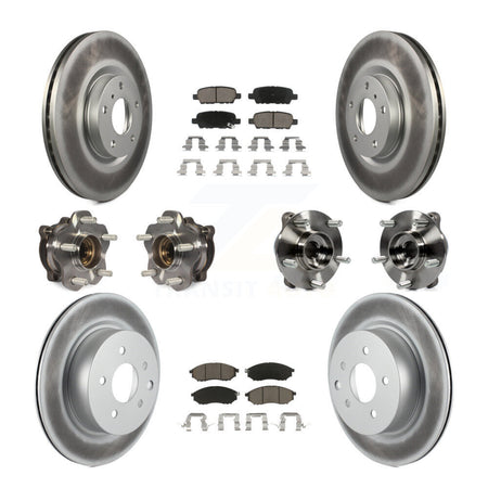 Front Rear Hub Bearing Coated Brake Rotor & Pad Kit (10Pc) For 2006-2007 INFINITI M35 AWD KBB-127699