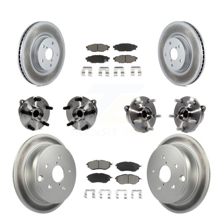 Front Rear Hub Bearing Coated Disc Brake Rotor And Ceramic Pads Kit (10Pc) For Subaru WRX KBB-127702