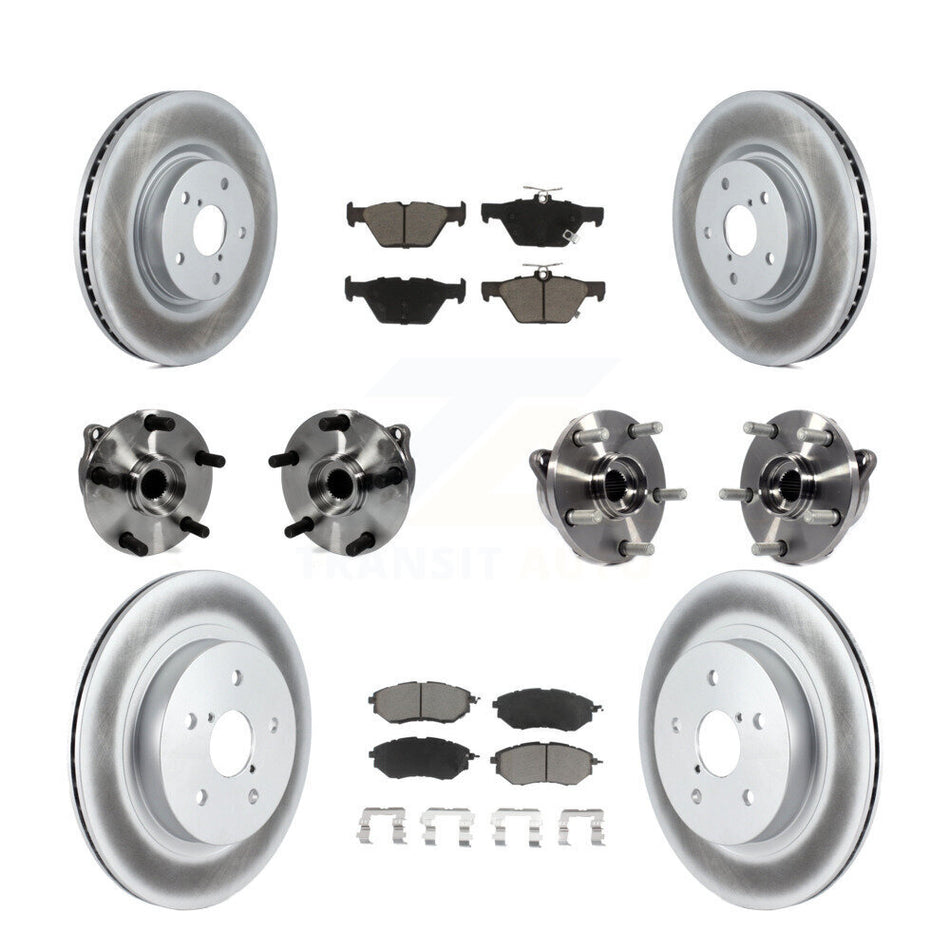 Front Rear Hub Bearing Coated Disc Brake Rotor And Ceramic Pads Kit (10Pc) For Subaru WRX KBB-127703