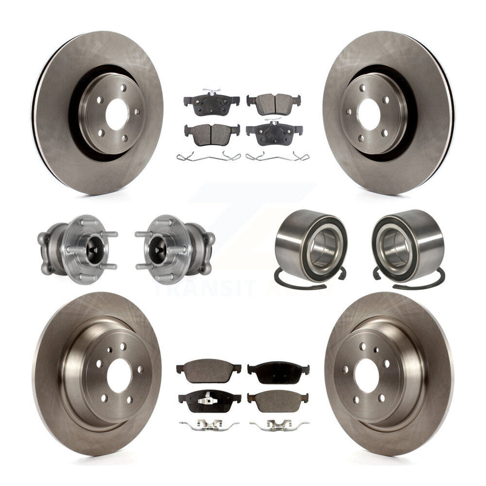 Front Rear Wheel Hub Bearing Disc Brake Rotor And Ceramic Pads Kit (10Pc) For Lincoln MKC KBB-127713
