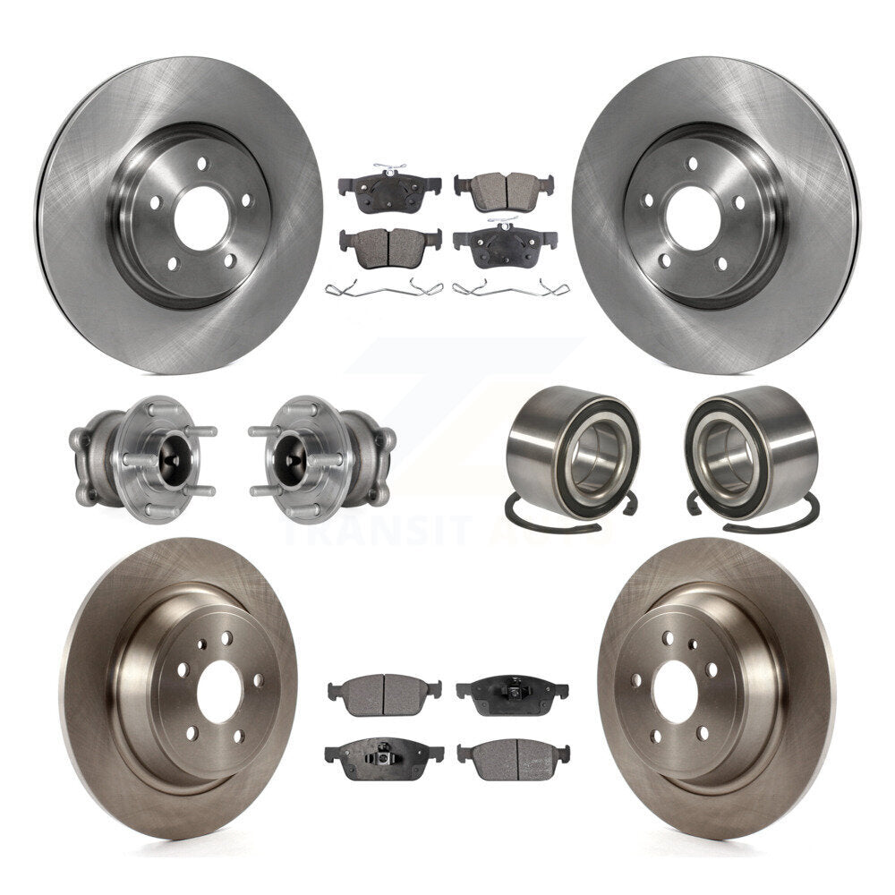 Front Rear Hub Bearings Disc Brake Rotors And Pads Kit (10Pc) For Ford Escape Lincoln MKC KBB-127714