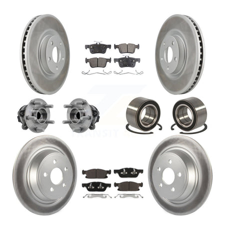 Front Rear Hub Bearing Coated Disc Brake Rotor And Pads Kit (10Pc) For 2015 Ford Edge FWD KBB-127716