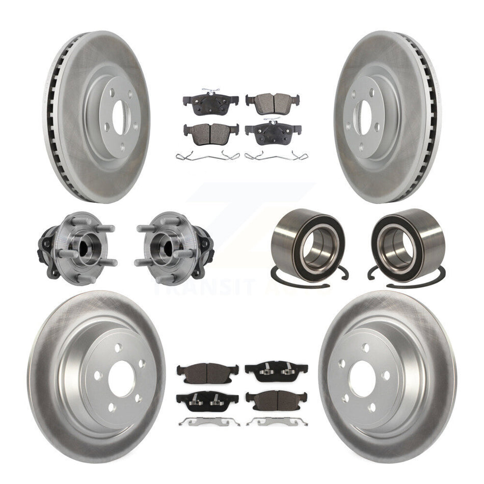 Front Rear Hub Bearing Coated Disc Brake Rotor And Pads Kit (10Pc) For 2015 Ford Edge FWD KBB-127716