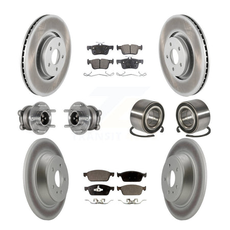 Front Rear Hub Bearing Coated Disc Brake Rotor And Ceramic Pad Kit (10Pc) For Lincoln MKC KBB-127717