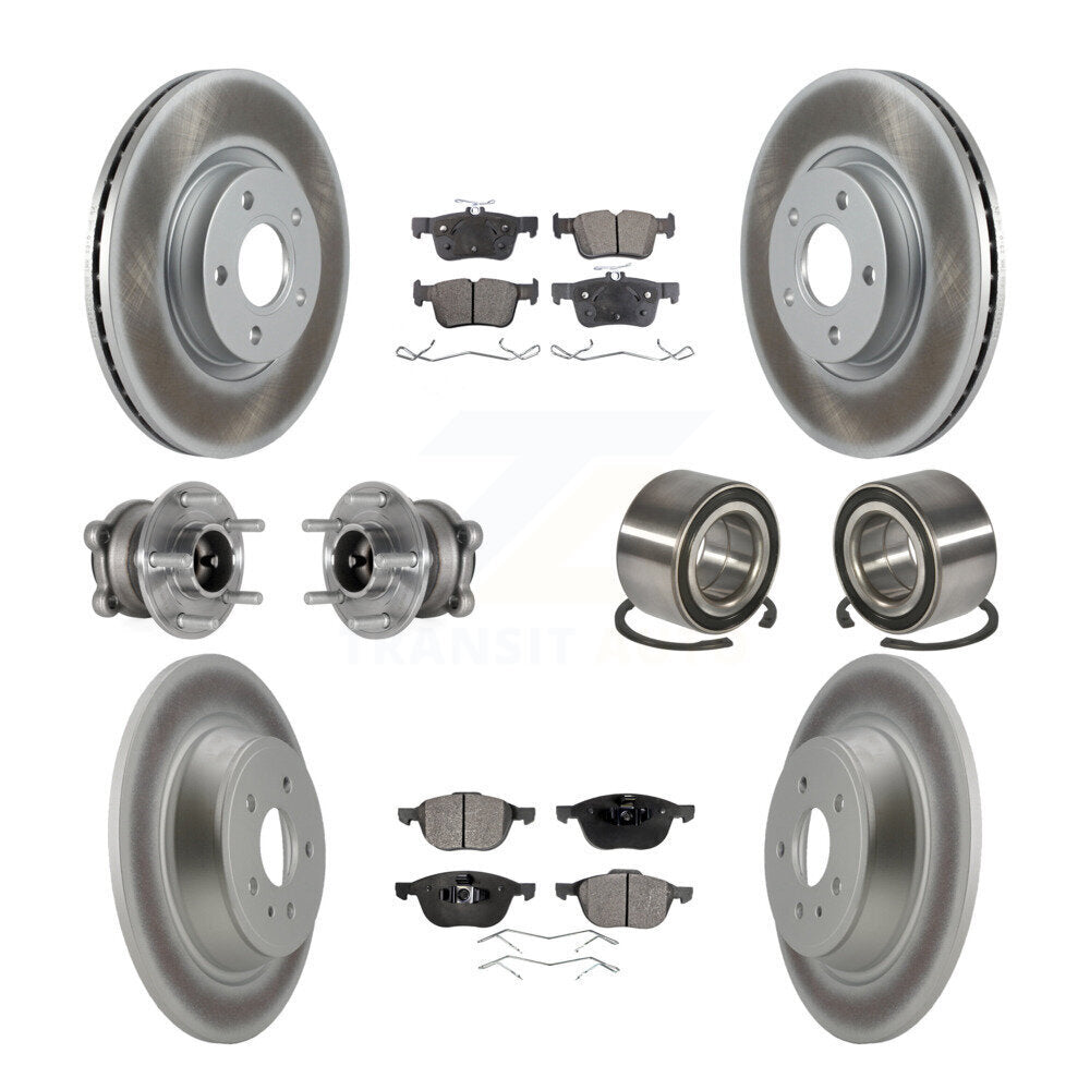 Front Rear Hub Bearing Coat Brake Rotor Pad Kit (10Pc) For Ford Escape FWD with 2.5L/1.5L KBB-127719