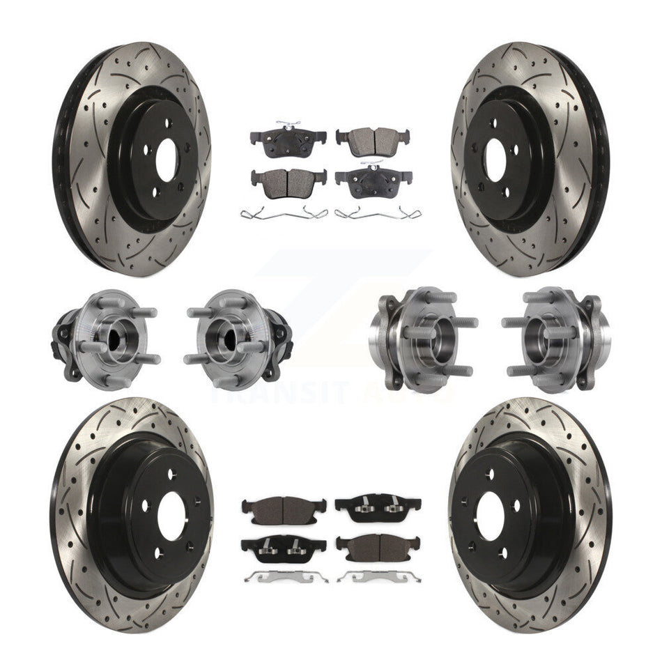 Front Rear Hub Bearing Coat Brake Rotor Pad Kit (10Pc) For Ford Edge Lincoln Nautilus MKX KBB-127725