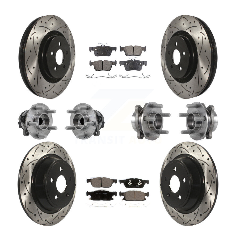 Front Rear Hub Bearing Coated Disc Brake Rotor Pad Kit (10Pc) For Lincoln Continental FWD KBB-127726