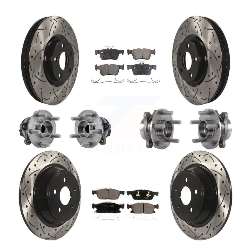Front Rear Hub Bearing Coated Disc Brake Rotor Pad Kit (10Pc) For Lincoln Continental FWD KBB-127727