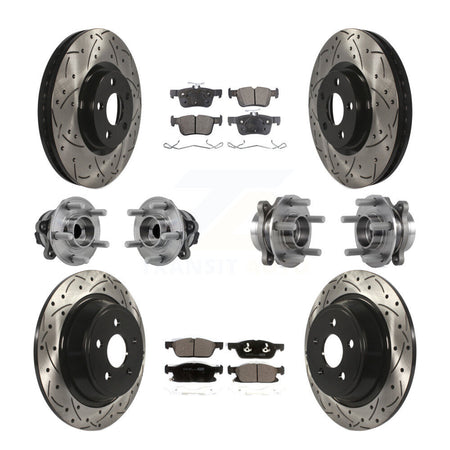 Front Rear Hub Bearing Coated Disc Brake Rotor Pad Kit (10Pc) For Lincoln Continental FWD KBB-127727