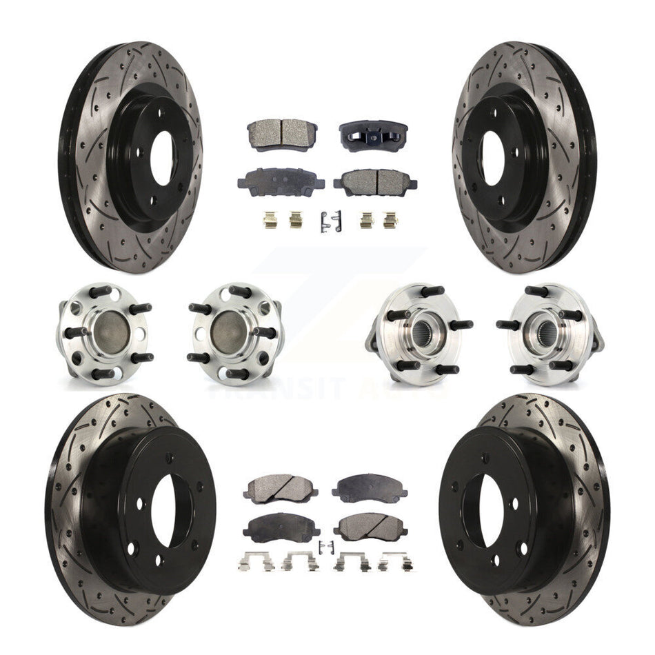 Front Rear Hub Bearing Coat Brake Rotor Pad Kit (10Pc) For Dodge Avenger Caliber Chrysler KBB-127731