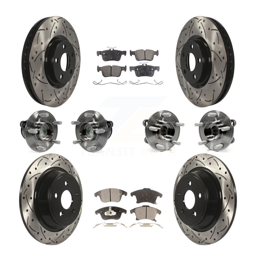 Front Rear Bearing Coat Brake Rotor Pads Kit (10Pc) For 2019-2020 Ford SSV Plug-In Hybrid KBB-127732