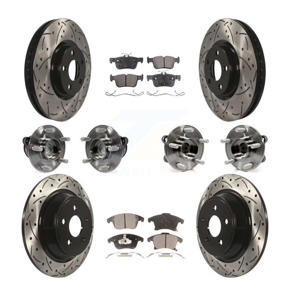Front Rear Bearing Coat Brake Rotor Pads Kit (10Pc) For 2019-2020 Ford SSV Plug-In Hybrid KBB-127732