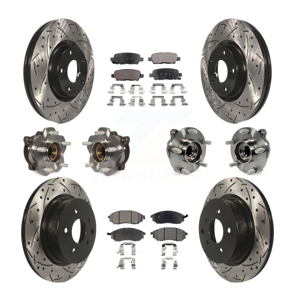 Front Rear Hub Bearing Coated Brake Rotor & Pad Kit (10Pc) For 2006-2007 INFINITI M35 RWD KBB-127734