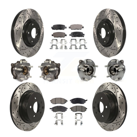 Front Rear Hub Bearing Coated Brake Rotor & Pad Kit (10Pc) For 2006-2007 INFINITI M35 RWD KBB-127734