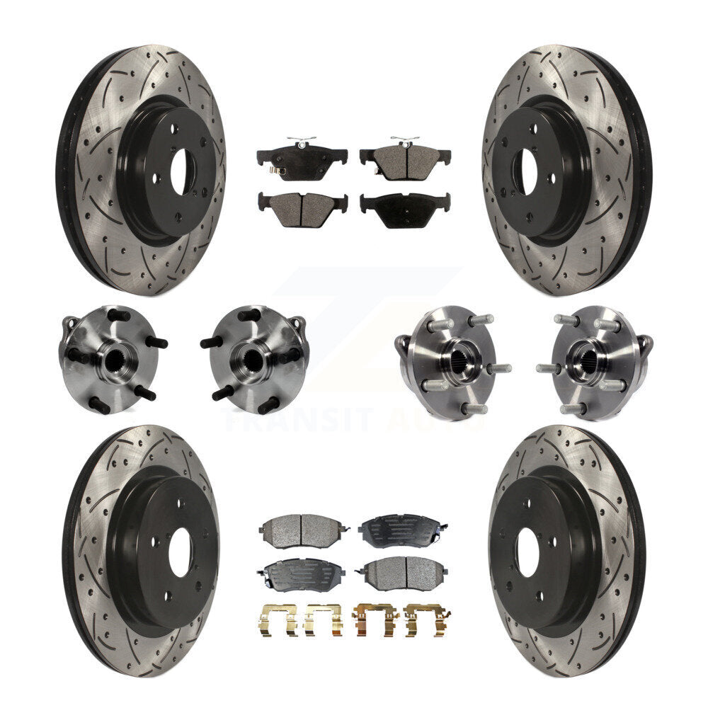 Front Rear Hub Bearing Coated Disc Brake Rotor And Ceramic Pads Kit (10Pc) For Subaru WRX KBB-127736