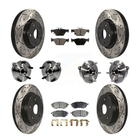 Front Rear Hub Bearing Coated Disc Brake Rotor And Ceramic Pads Kit (10Pc) For Subaru WRX KBB-127736