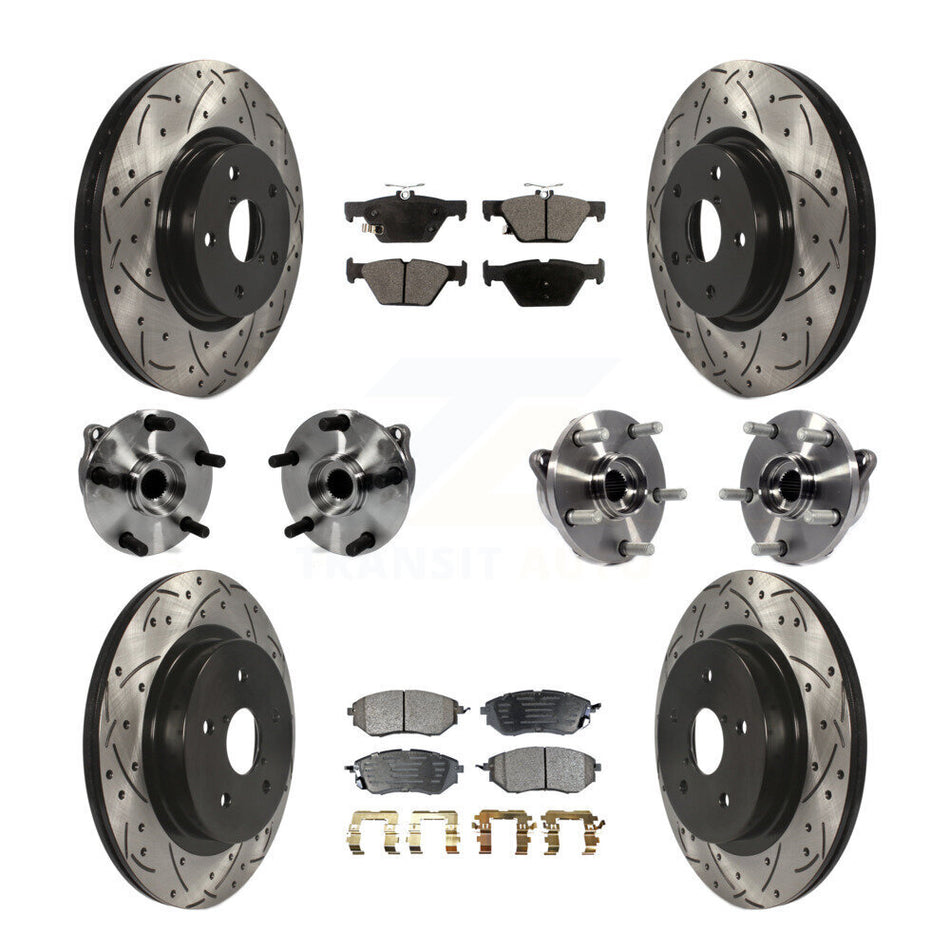 Front Rear Hub Bearing Coated Disc Brake Rotor And Ceramic Pads Kit (10Pc) For Subaru WRX KBB-127736