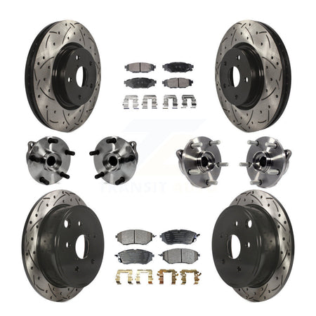 Front Rear Hub Bearing Assembly Coated Disc Brake Rotor And Pad Kit (10Pc) For Subaru WRX KBB-127741
