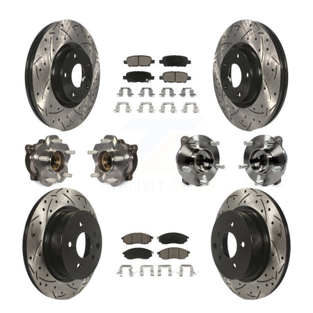 Front Rear Hub Bearing Coated Brake Rotor & Pad Kit (10Pc) For 2006-2007 INFINITI M35 AWD KBB-127753