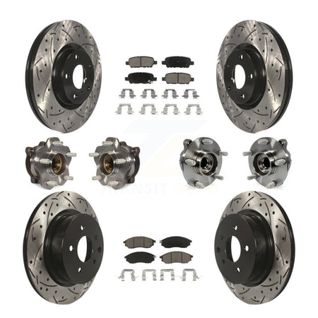 Front Rear Hub Bearing Coated Brake Rotor & Pad Kit (10Pc) For 2006-2007 INFINITI M35 RWD KBB-127754