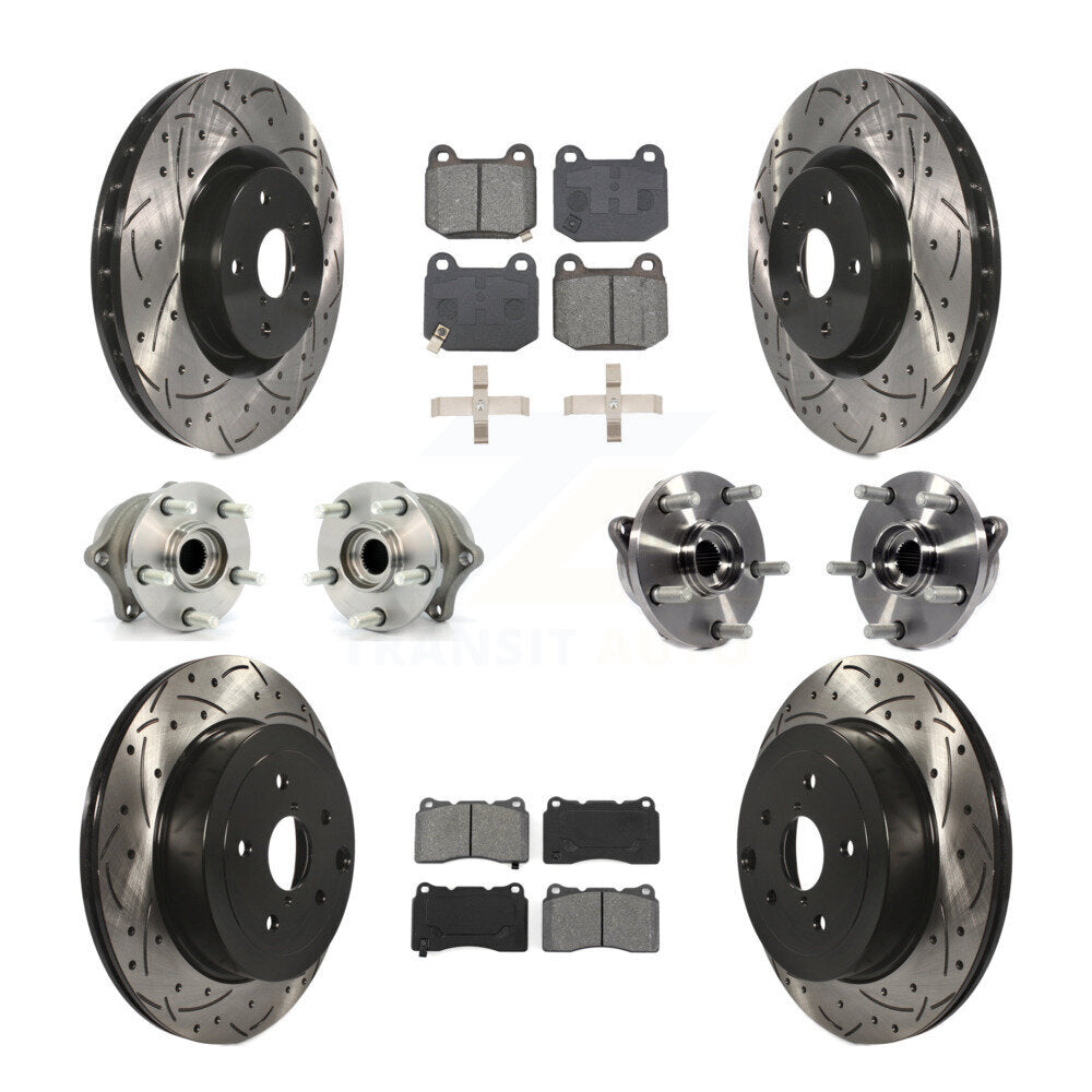 Front Rear Hub Bearing Coated Disc Brake Rotor Pads Kit (10Pc) For Subaru Impreza WRX STI KBB-127757