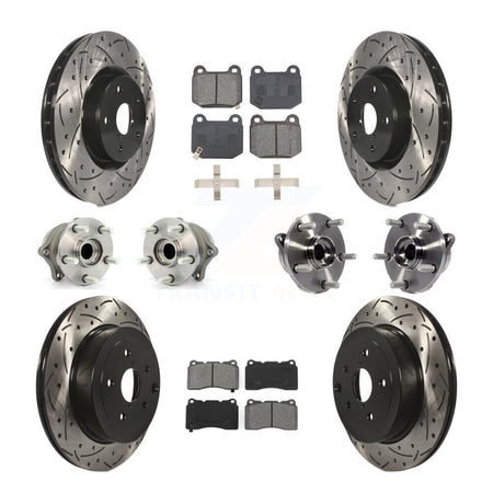Front Rear Hub Bearing Coated Disc Brake Rotor Pads Kit (10Pc) For Subaru Impreza WRX STI KBB-127757