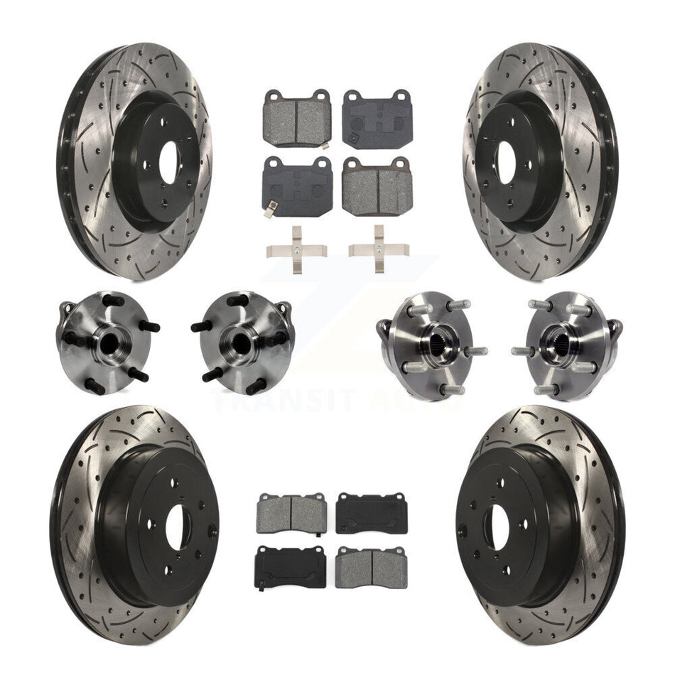 Front Rear Hub Bearing Coated Disc Brake Rotor Pads Kit (10Pc) For Subaru Impreza WRX STI KBB-127759