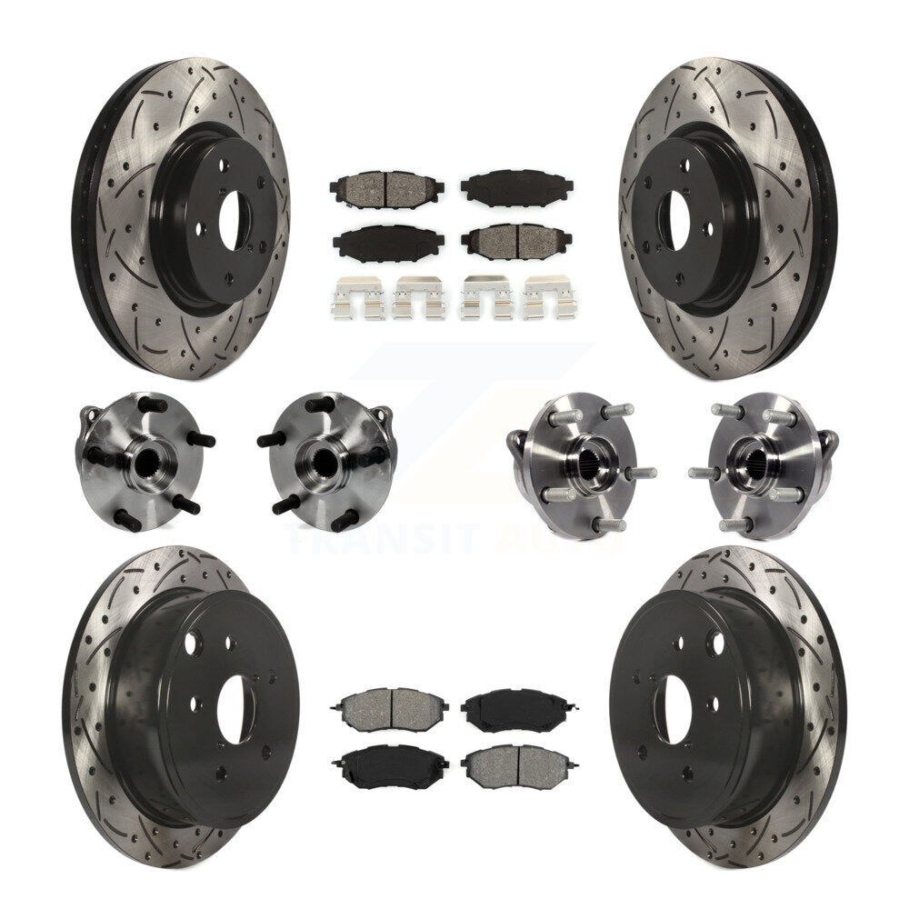 Front Rear Hub Bearing Assembly Coated Disc Brake Rotor And Pad Kit (10Pc) For Subaru WRX KBB-127760