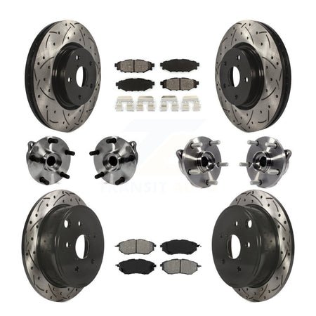 Front Rear Hub Bearing Assembly Coated Disc Brake Rotor And Pad Kit (10Pc) For Subaru WRX KBB-127760