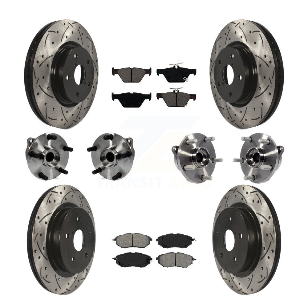 Front Rear Hub Bearing Assembly Coated Disc Brake Rotor And Pad Kit (10Pc) For Subaru WRX KBB-127761