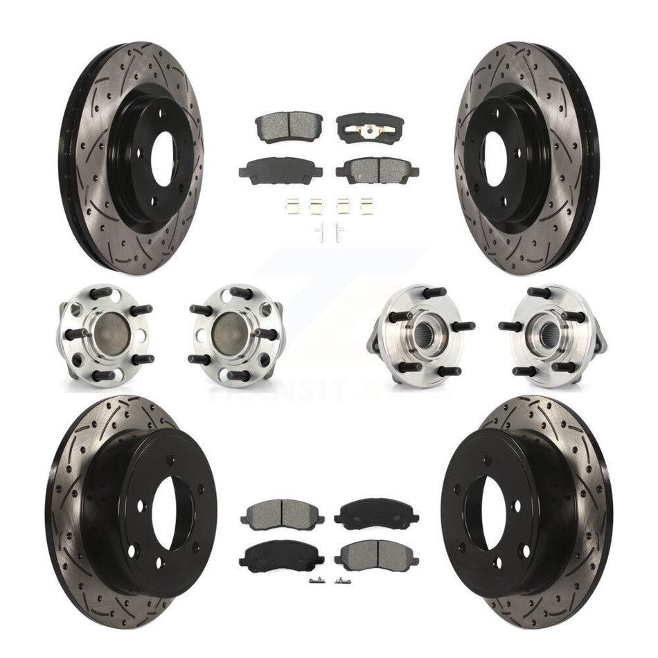 Front Rear Hub Bearing Coat Brake Rotor Pad Kit (10Pc) For Dodge Avenger Caliber Chrysler KBB-127764