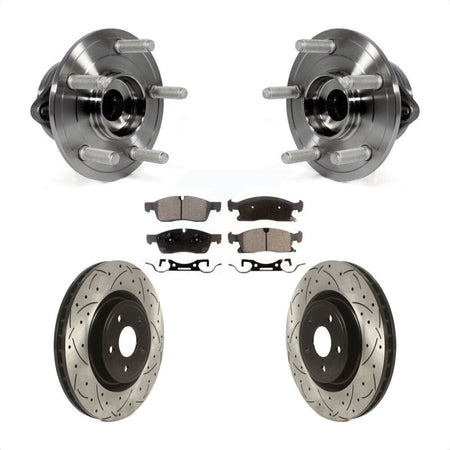 Front Hub Bearing Assembly Coated Drilled Slotted Brake Rotor & Pad Kit For Dodge Durango KBB-127769