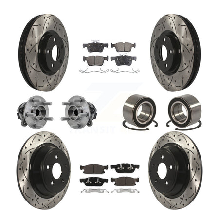 Front Rear Hub Bearing Coated Disc Brake Rotor And Pads Kit (10Pc) For 2015 Ford Edge FWD KBB-127874