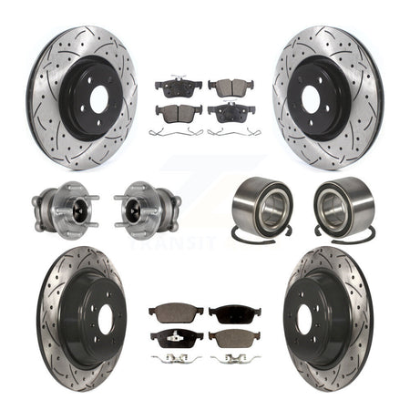 Front Rear Hub Bearing Coated Disc Brake Rotor And Ceramic Pad Kit (10Pc) For Lincoln MKC KBB-127875