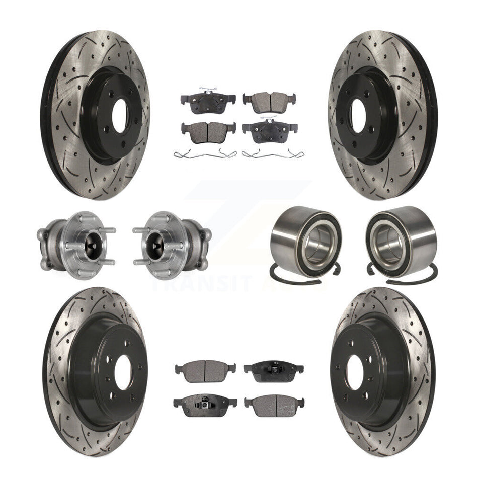 Front Rear Hub Bearing Coated Disc Brake Rotor Pad Kit (10Pc) For Ford Escape Lincoln MKC KBB-127876