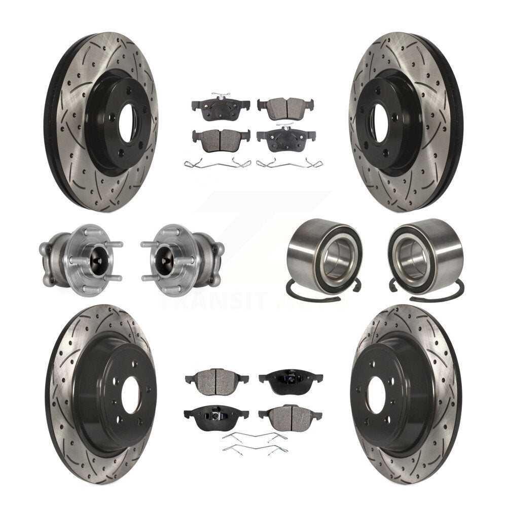 Front Rear Hub Bearing Coat Brake Rotor Pad Kit (10Pc) For Ford Escape FWD with 2.5L/1.5L KBB-127877