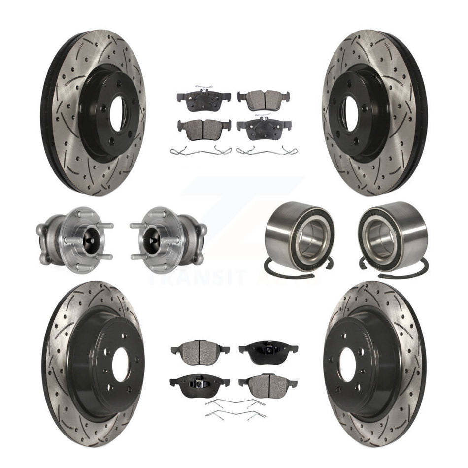 Front Rear Hub Bearing Coat Brake Rotor Pad Kit (10Pc) For Ford Escape FWD with 2.5L/1.5L KBB-127877