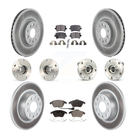 Front Rear Hub Bearing Coated Disc Brake Rotor Pads Kit (10Pc) For Volkswagen GTI Audi A3 KBB-127958