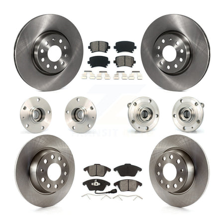 Front Rear Hub Bearings Disc Brake Rotors And Pads Kit (10Pc) For Volkswagen GTI Audi A3 KBB-127962
