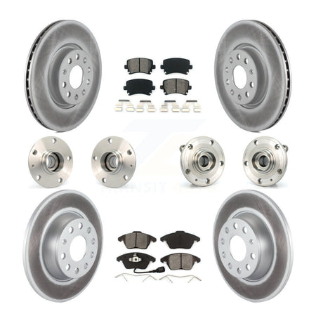 Front Rear Hub Bearing Coated Disc Brake Rotor Pads Kit (10Pc) For Volkswagen GTI Audi A3 KBB-127965