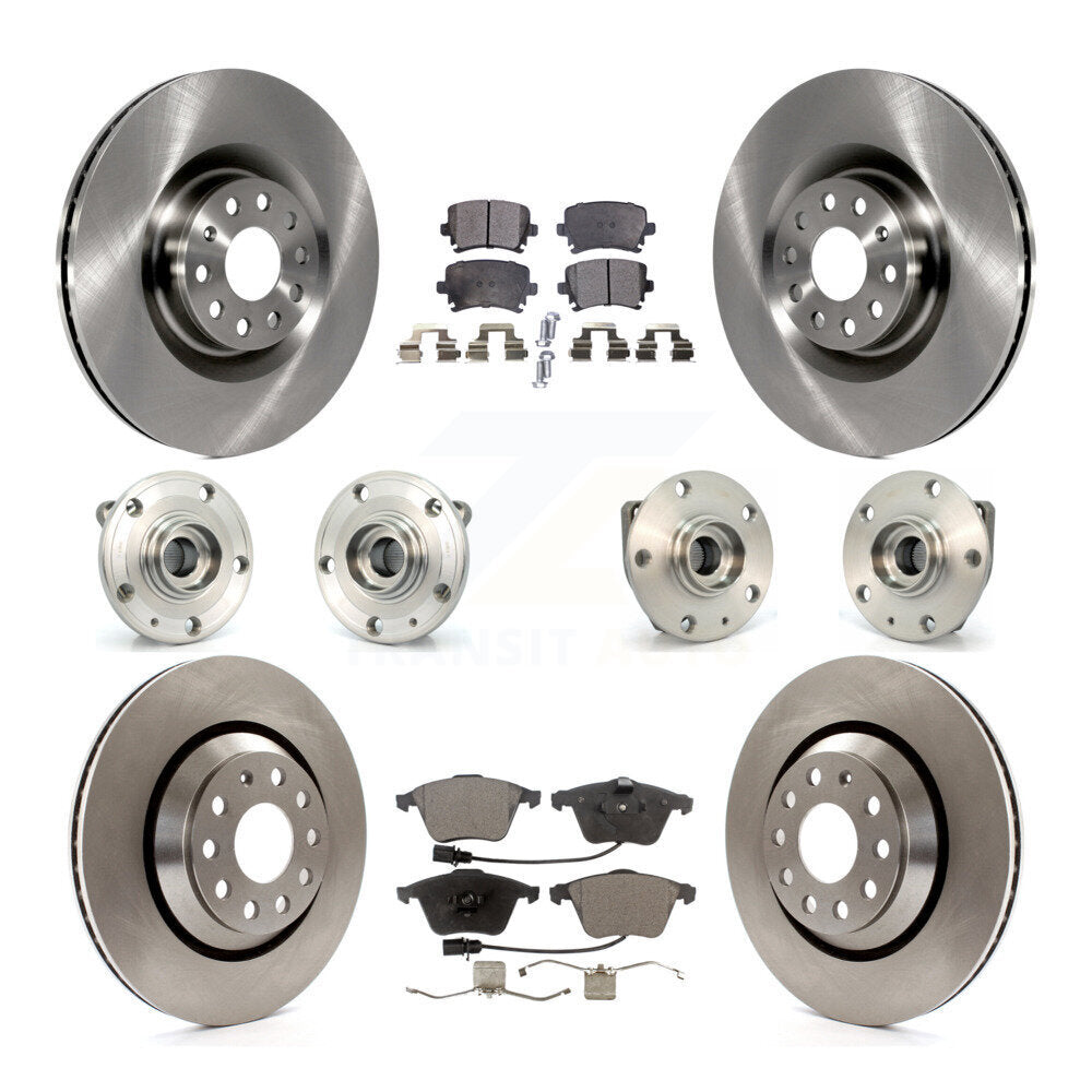 Front Rear Hub Bearings Disc Brake Rotors And Ceramic Pads Kit (10Pc) For Volkswagen R32 KBB-127981