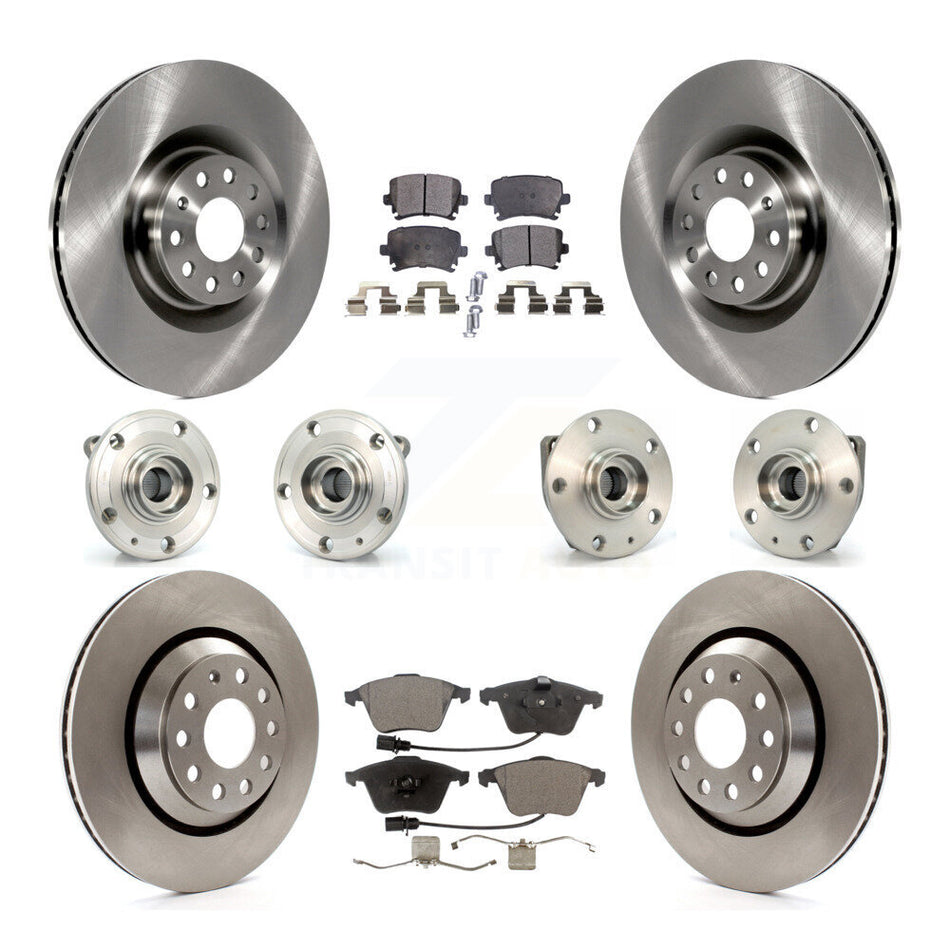 Front Rear Hub Bearings Assembly Disc Brake Rotors And Pads Kit (10Pc) For Volkswagen R32 KBB-128000
