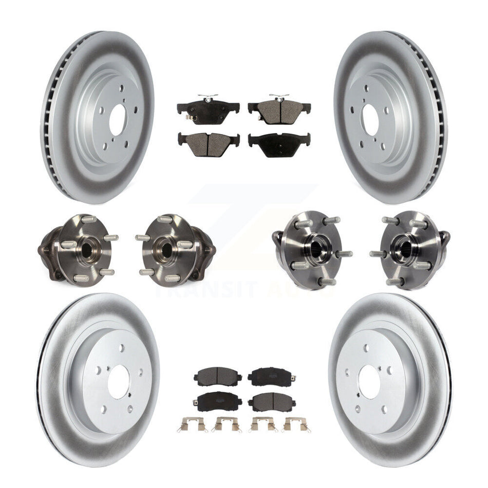 Front Rear Hub Bearing Coated Disc Brake Rotor & Pad Kit (10Pc) For Subaru Outback Legacy KBB-128010