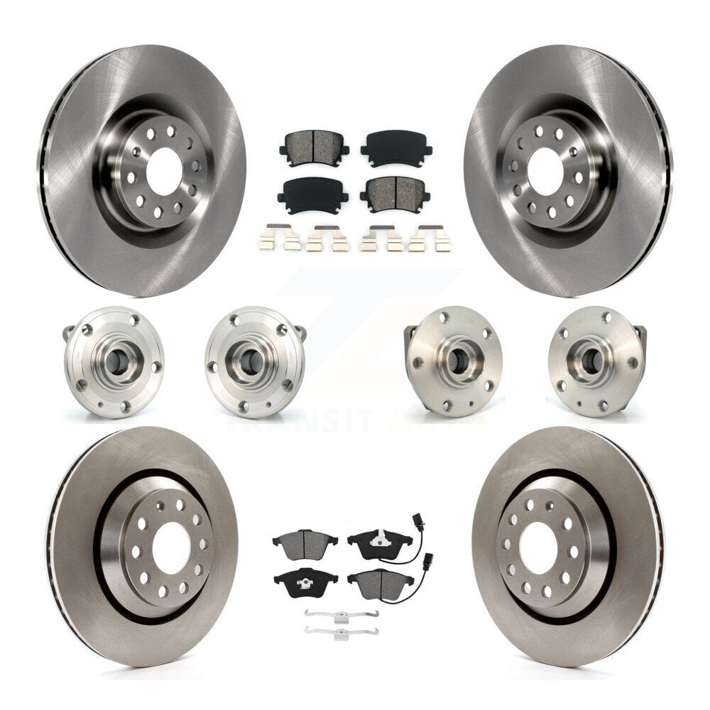Front Rear Hub Bearings Assembly Disc Brake Rotors And Pads Kit (10Pc) For Volkswagen R32 KBB-128029
