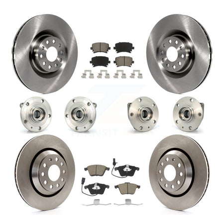 Front Rear Hub Bearings Disc Brake Rotors And Ceramic Pads Kit (10Pc) For Volkswagen R32 KBB-128040