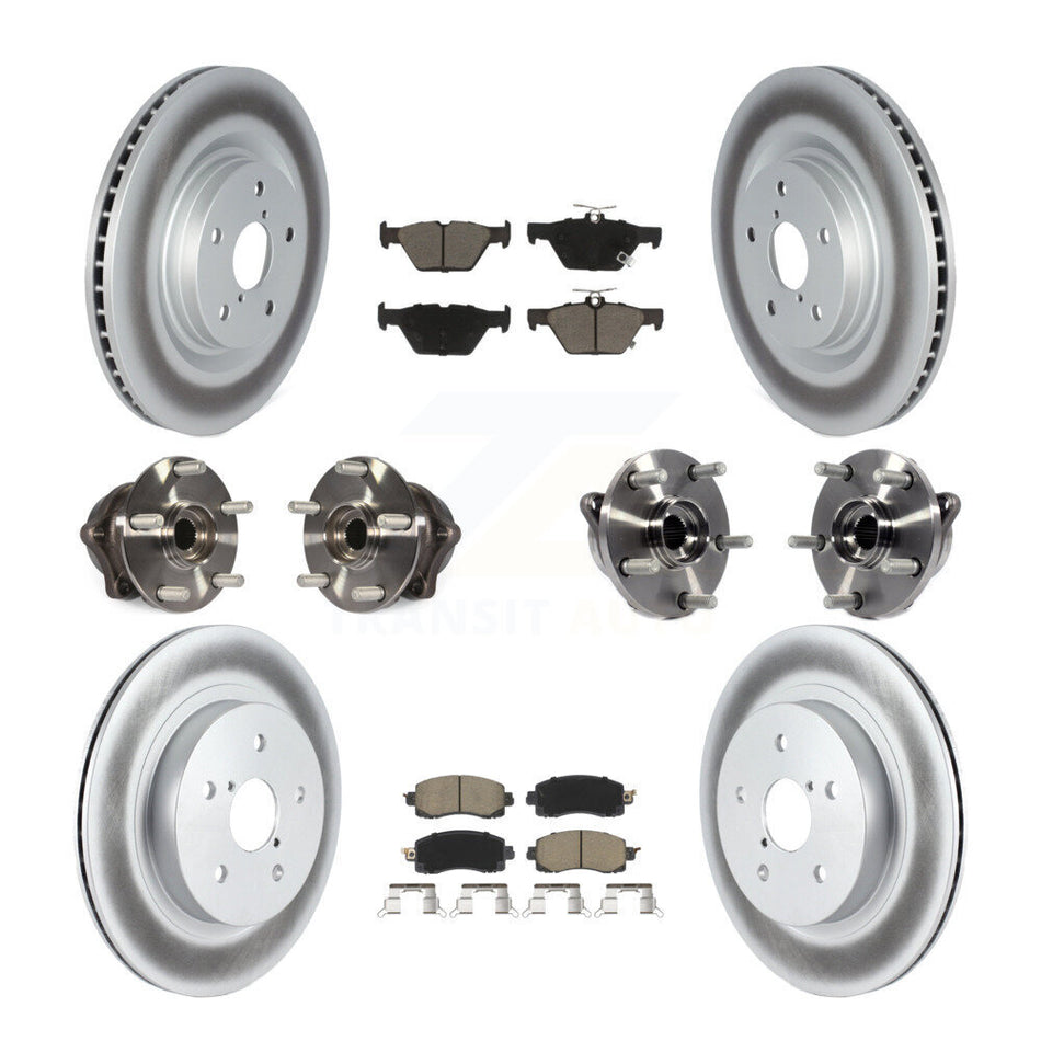 Front Rear Hub Bearing Coated Disc Brake Rotor & Pad Kit (10Pc) For Subaru Outback Legacy KBB-128046