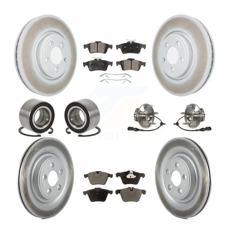 Front Rear Hub Bearings Coated Disc Brake Rotors And Pads Shoes Kit (10Pc) For Jaguar XF KBB-128056