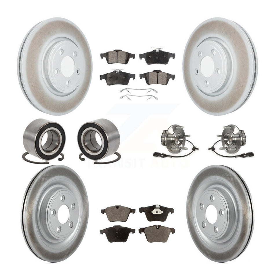 Front Rear Hub Bearings Coated Disc Brake Rotors And Pads Shoes Kit (10Pc) For Jaguar XF KBB-128056