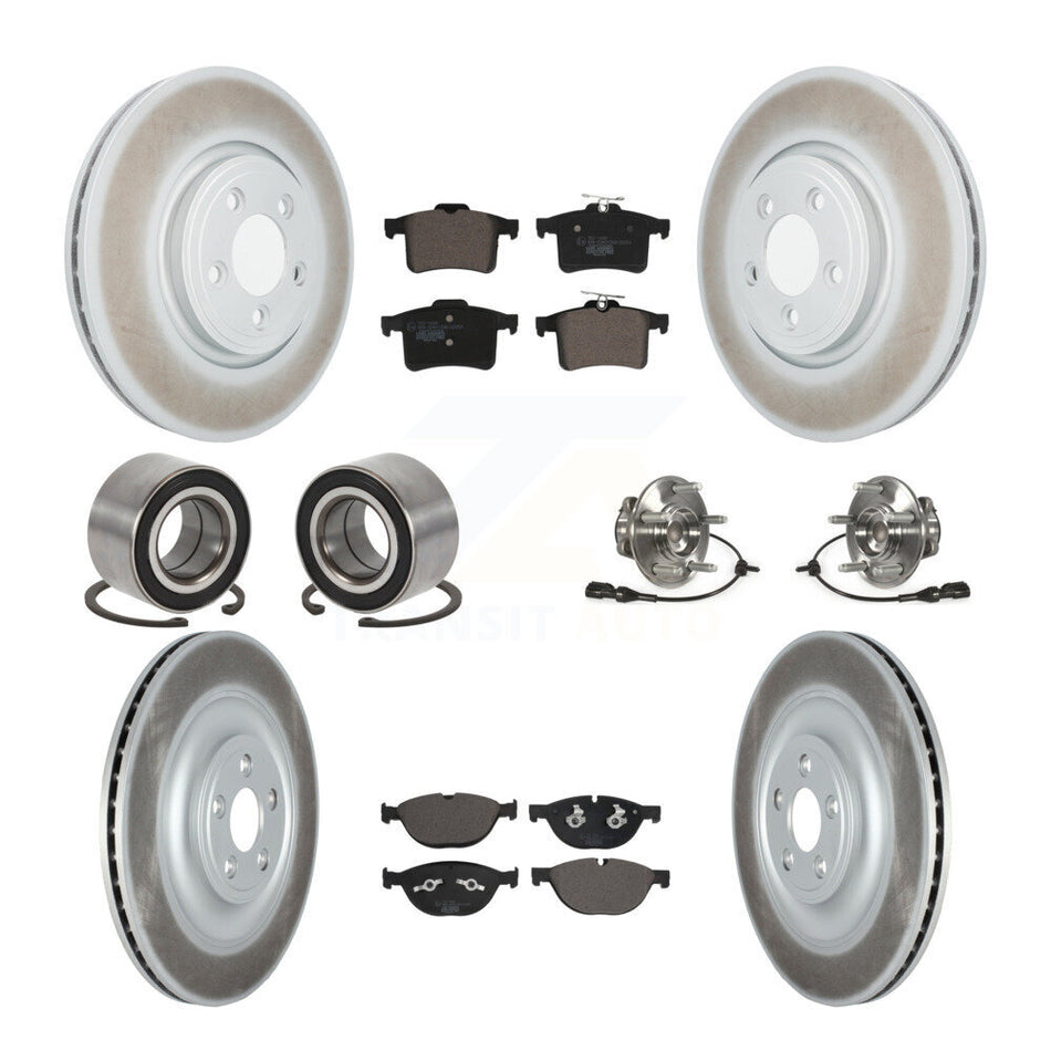 Front Rear Hub Bearings Coated Disc Brake Rotors And Pads Shoes Kit (10Pc) For Jaguar XF KBB-128057